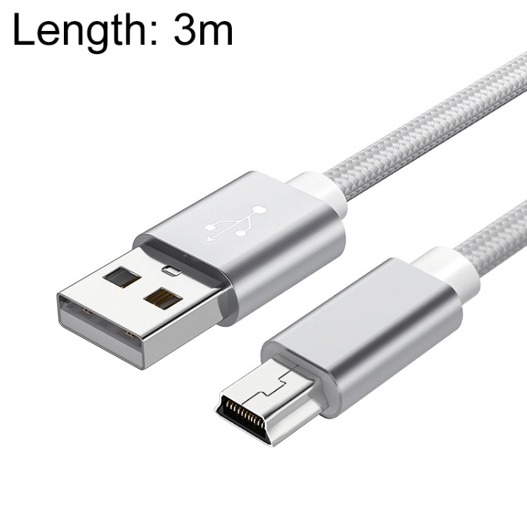 5 PCS Mini USB a USB A Cable de datos / carga tejido para MP3, cámara, DVR para automóvil, 0.25m, 1m, 1.5m, 2m, 3m
