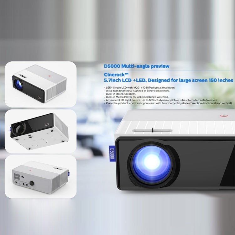 VIVIBRIGHT D5000 1920x1080P 420ANSI 6000Lumens LCD + Proyector LED HD Digital, Versión básica, US Plug, UK Plug