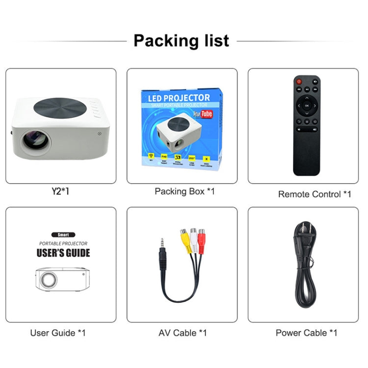 Y2 800x480P 80ANSI Mini LCD LED Proyector inteligente, US Plug, UK Plug, AU Plug, EU Plug