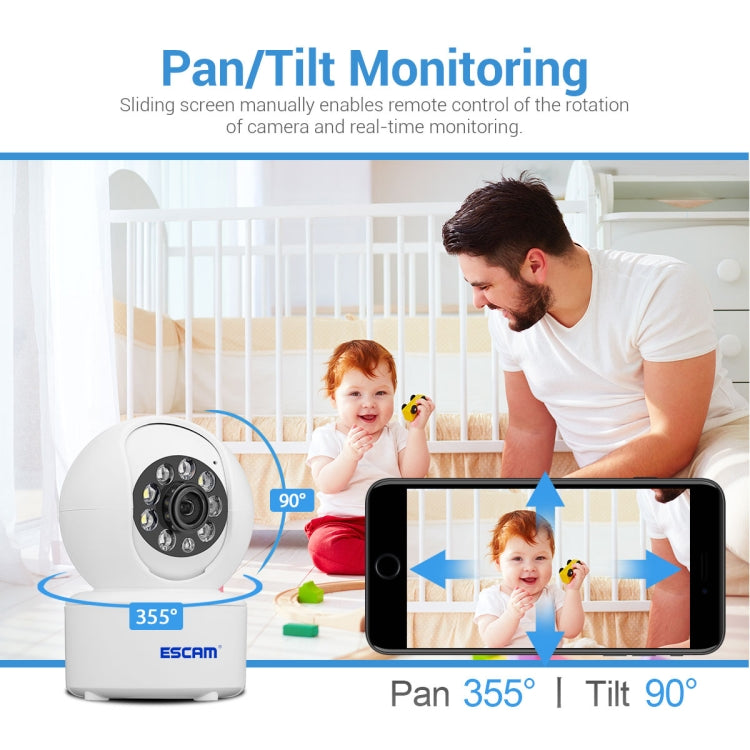 ESCAM QF005 3MP Interior HD WiFi Pan-tilt Camera, Admite detección de movimiento / Audio bidireccional / Visión nocturna, QF005