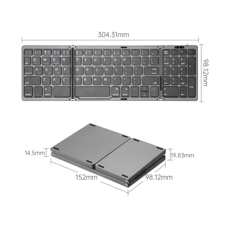 Teclado plegable Bluetooth B089 con numérico, B089(Silver), B089 (Black)