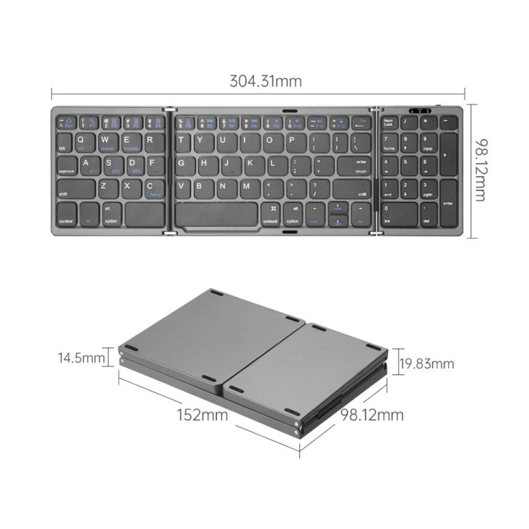 B089T Teclado Bluetooth plegable recargable con panel táctil, B089T(Grey), B089T  (Silver), B089T (Black)