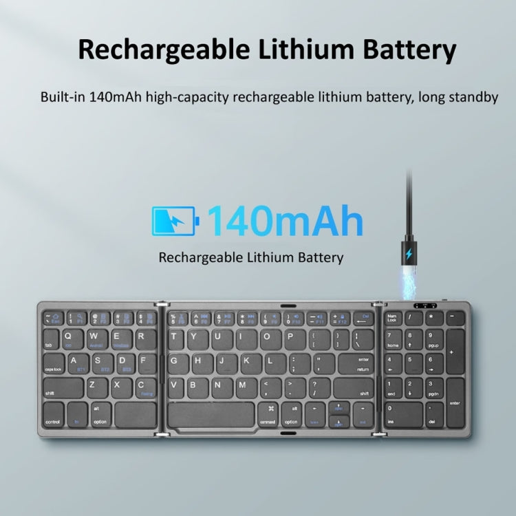 B089T Teclado Bluetooth plegable recargable con panel táctil, B089T(Grey), B089T  (Silver), B089T (Black)