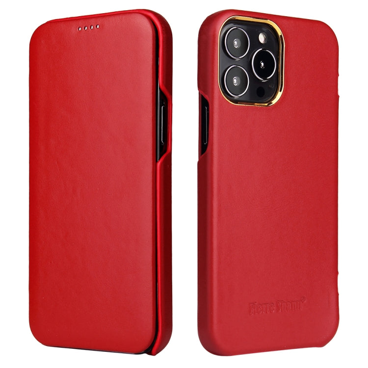 Estuche magnético para teléfono de cuero genuino Fierre Shann, For iPhone 13 mini, For iPhone 13, For iPhone 13 Pro, For iPhone 13 Pro Max