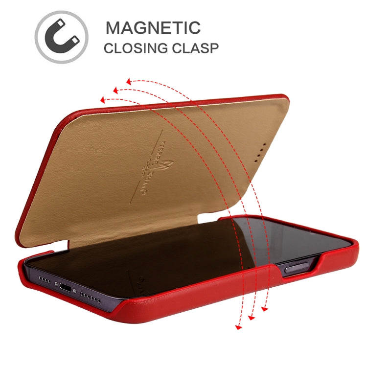 Estuche magnético para teléfono de cuero genuino Fierre Shann, For iPhone 13 mini, For iPhone 13, For iPhone 13 Pro, For iPhone 13 Pro Max
