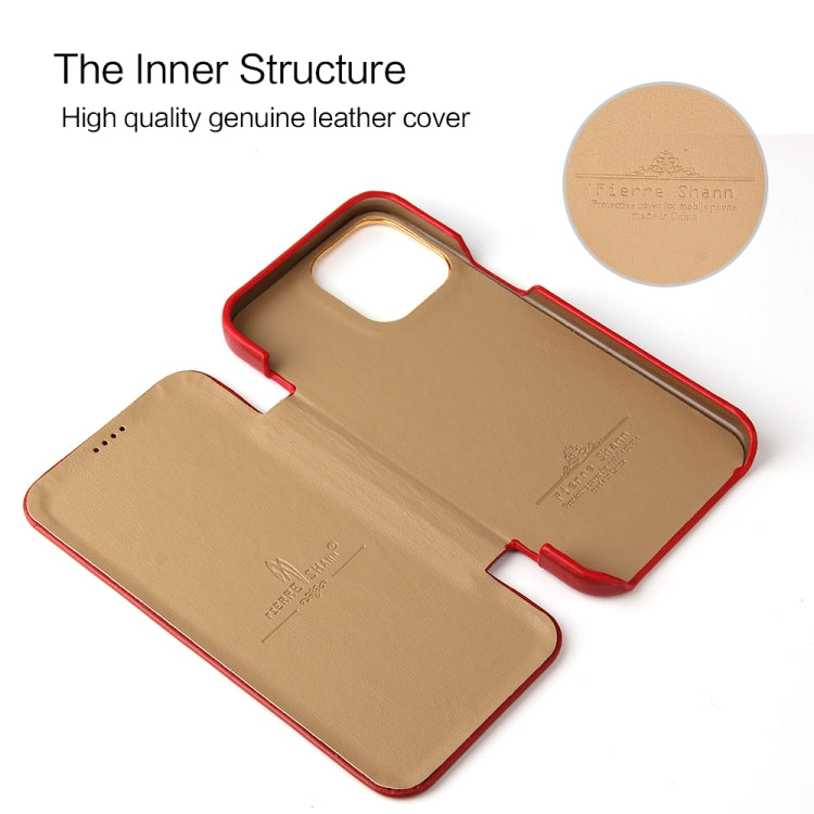 Estuche magnético para teléfono de cuero genuino Fierre Shann, For iPhone 13 mini, For iPhone 13, For iPhone 13 Pro, For iPhone 13 Pro Max