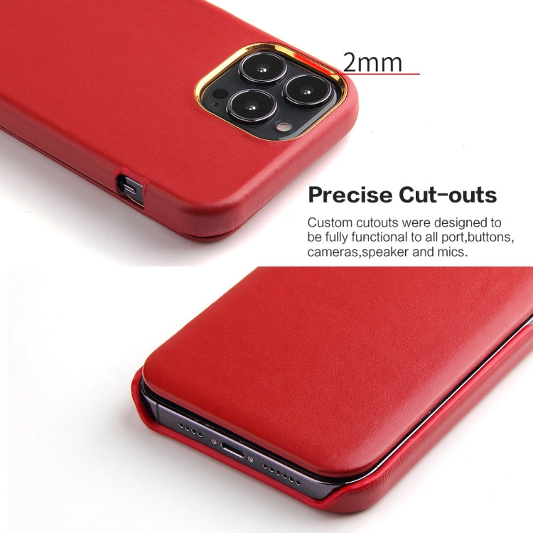 Estuche magnético para teléfono de cuero genuino Fierre Shann, For iPhone 13 mini, For iPhone 13, For iPhone 13 Pro, For iPhone 13 Pro Max