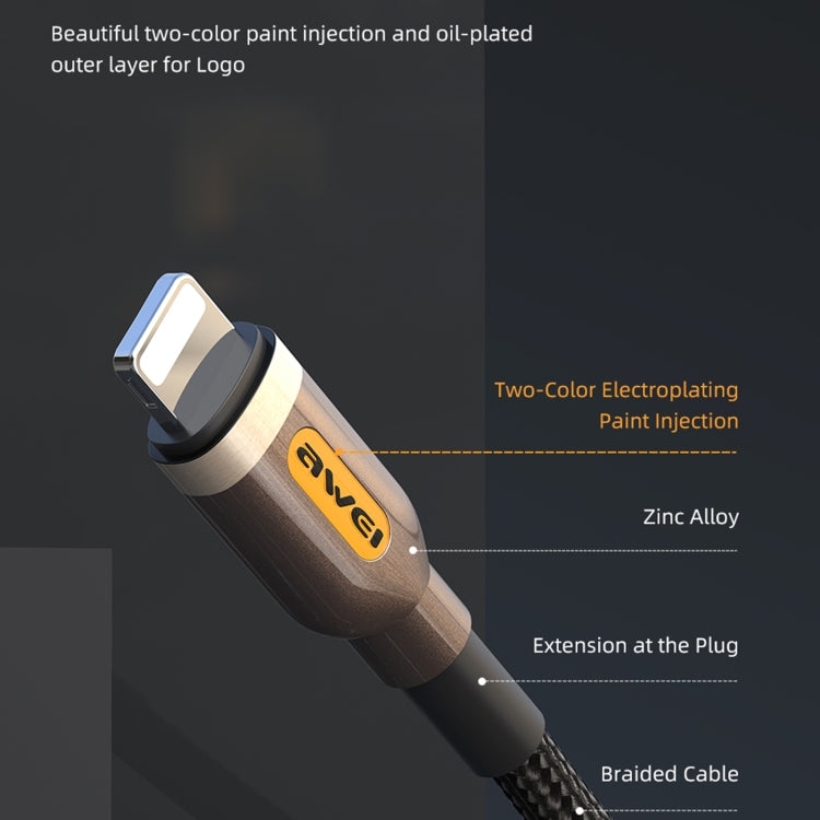 awei CL-125L Tipo-C / USB-C a cable de datos de carga rápida de 8 pines, longitud: 1 m
