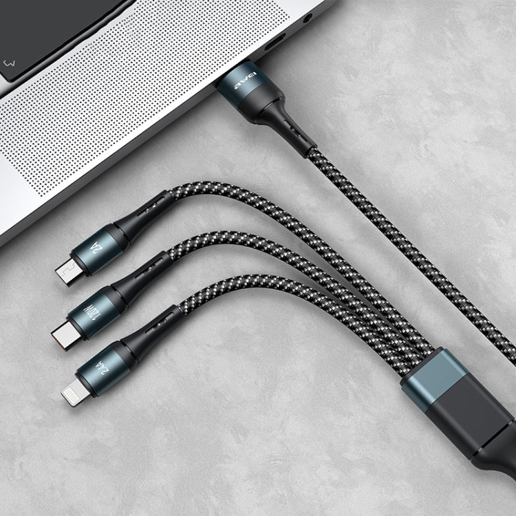 awei CL-972 Tipo-C / USB-C + 8 pines + Micro USB 3 en 1 Cable de datos de carga rápida, Longitud: 1,2 m