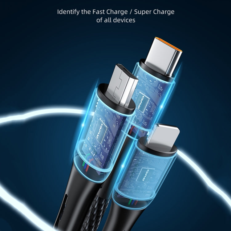 awei CL-972 Tipo-C / USB-C + 8 pines + Micro USB 3 en 1 Cable de datos de carga rápida, Longitud: 1,2 m