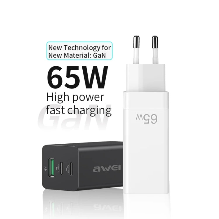 awei PD9 65W GaN Cargador de viaje de carga rápida, enchufe de la UE