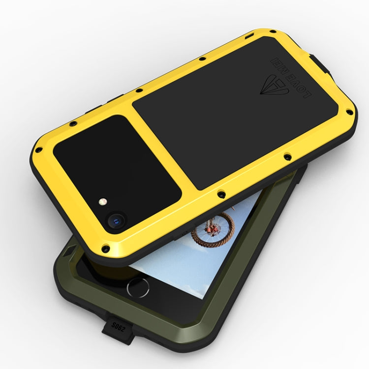 LOVE MEI Metal a prueba de golpes impermeable a prueba de polvo funda protectora para teléfono con vidrio, For iPhone SE 2022 / SE 2020 / 8 / 7