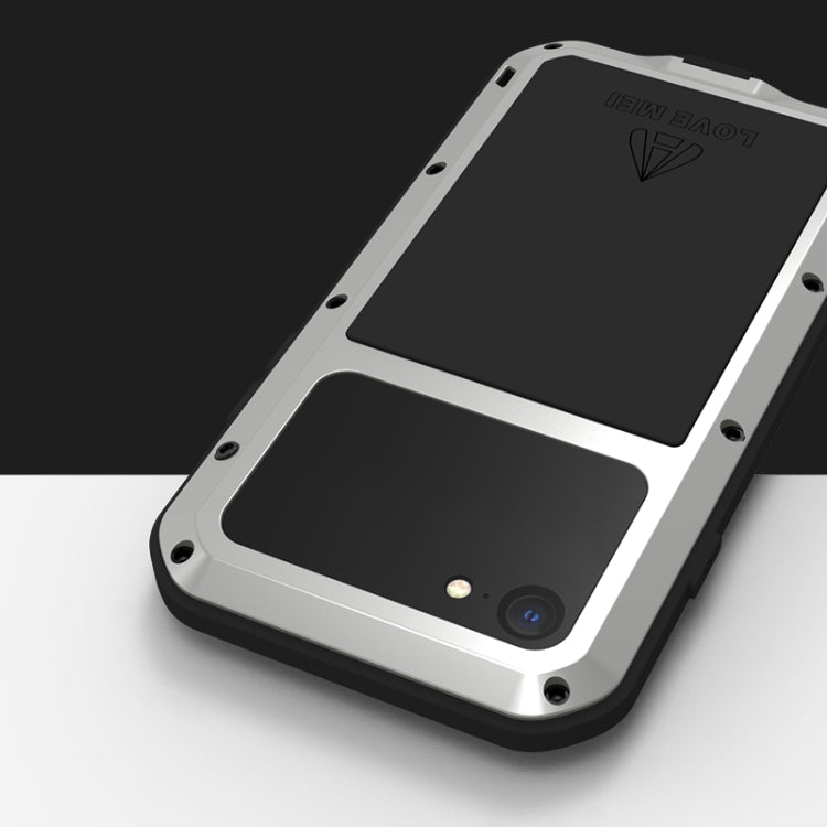 LOVE MEI Metal a prueba de golpes impermeable a prueba de polvo funda protectora para teléfono con vidrio, For iPhone SE 2022 / SE 2020 / 8 / 7