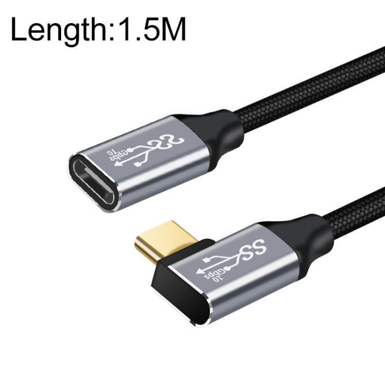 Cable de extensión de transmisión de datos de carga de codo hembra a macho de 10 Gbps USB-C/Tipo-C, 1.5m, 2m, 3m