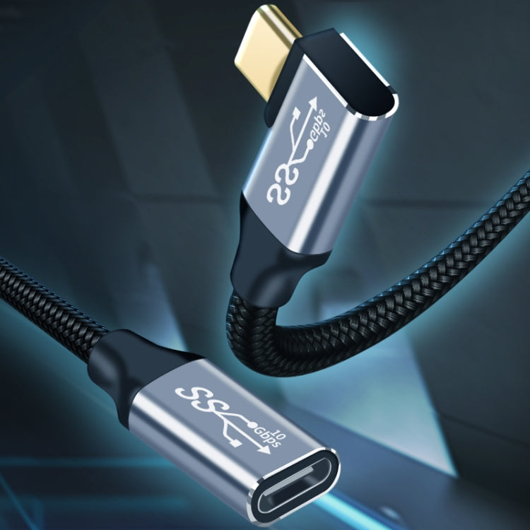 Cable de extensión de transmisión de datos de carga de codo hembra a macho de 10 Gbps USB-C/Tipo-C, 1.5m, 2m, 3m