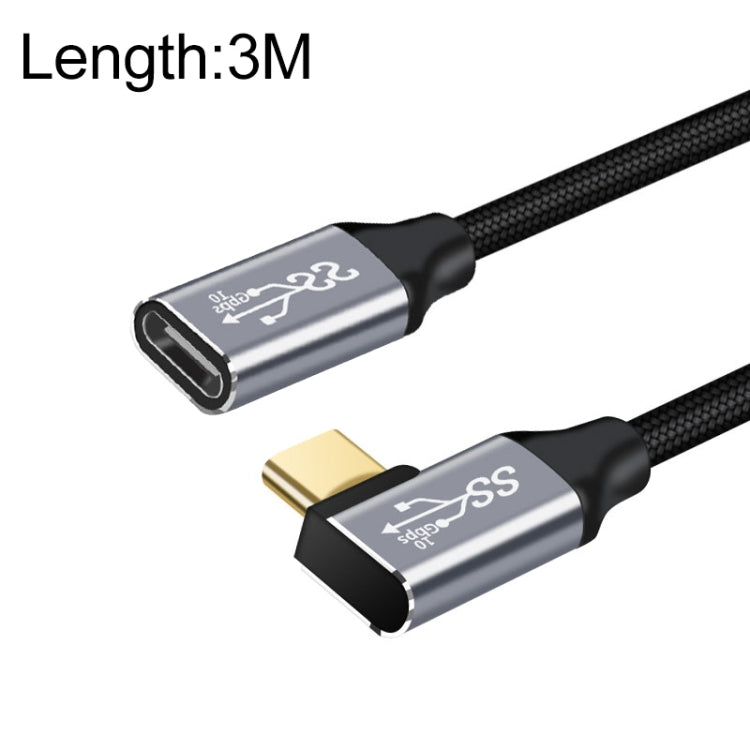 Cable de extensión de transmisión de datos de carga de codo hembra a macho de 10 Gbps USB-C/Tipo-C, 1.5m, 2m, 3m