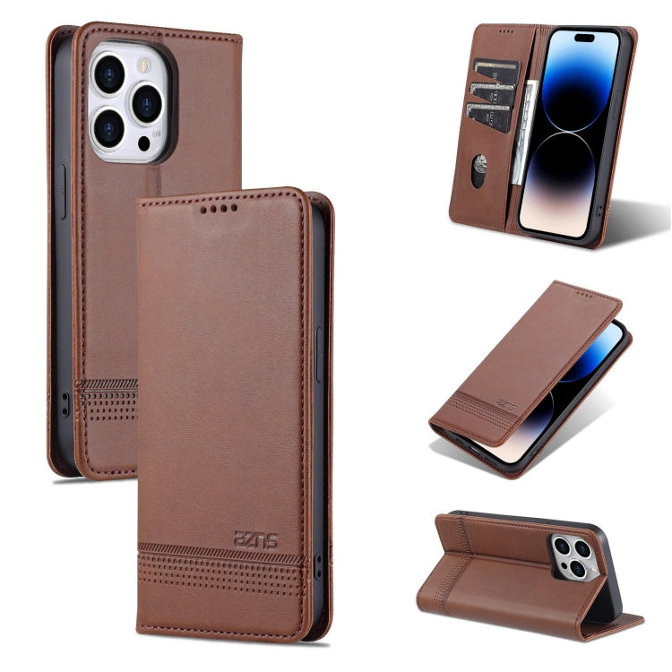 AZNS Funda de cuero con tapa magnética con textura de becerro para teléfono, For iPhone 14, For iPhone 14 Plus, For iPhone 14 Pro, For iPhone 14 Pro Max