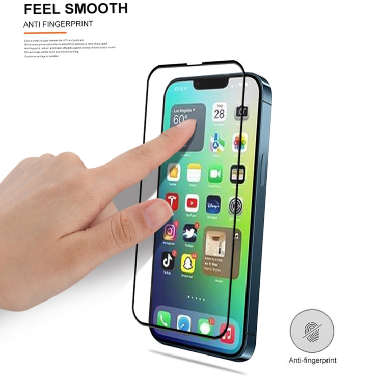 Película de vidrio templado con impresión de seda y pegamento completo mocolo 9H, For iPhone 14, For iPhone 14 Plus, For iPhone 14 Pro, For iPhone 14 Pro Max