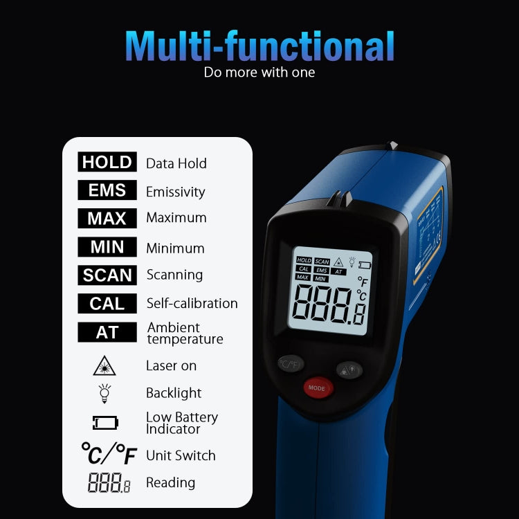 BENETECH GM321 Termómetro infrarrojo digital sin contacto, batería no incluida, GM321