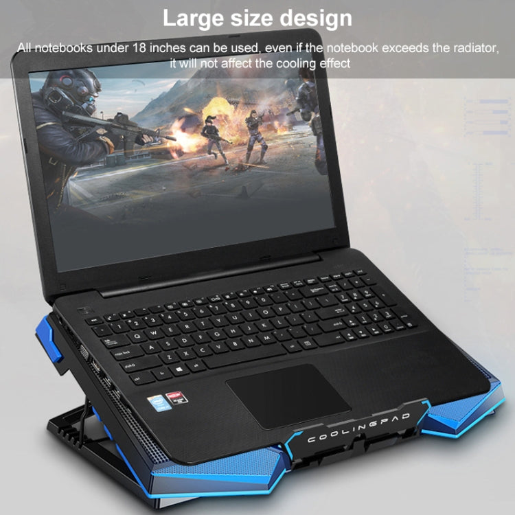 Soporte de refrigeración plegable para portátil con 5 ventiladores y 2 USB