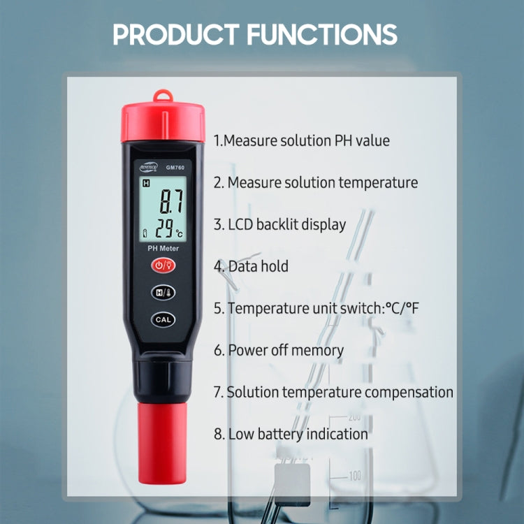 Probador de medidor de PH digital BENETECH GM760, GM760