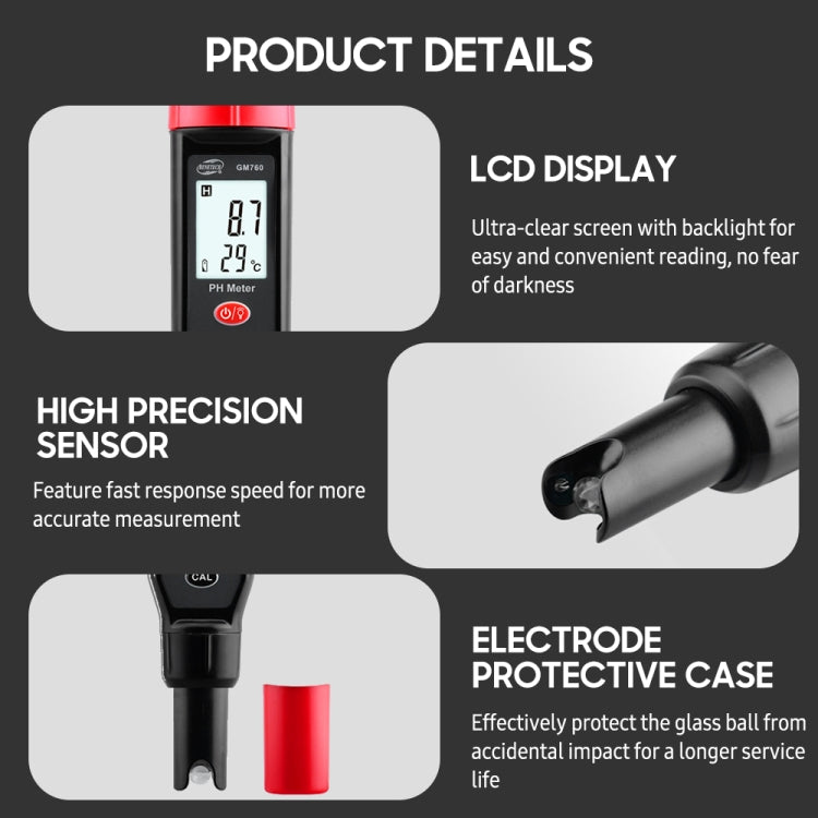 Probador de medidor de PH digital BENETECH GM760, GM760