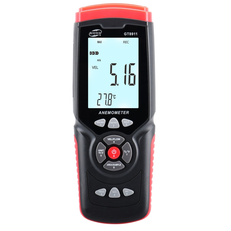 Anemómetro de hilo caliente LCD digital portátil BENETECH GT8911, GT8911 Hot Wire Anemometer