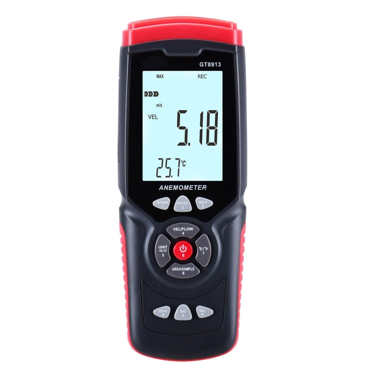 BENETECH GT8913 Anemómetro de hilo caliente LCD digital portátil, batería no incluida