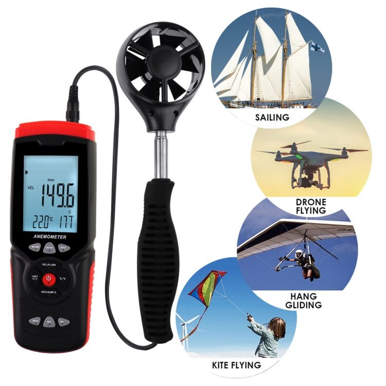 BENETECH GT8913 Anemómetro de hilo caliente LCD digital portátil, batería no incluida