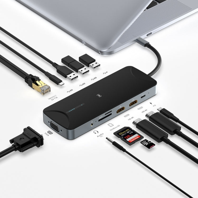 V240 12-en-1 Multifuncional USB-C / Type-C 3.1 Male HUB Docking Station