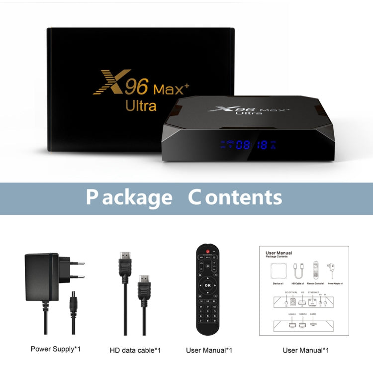 Reproductor multimedia H96 Max+ Ultra 4GB+32GB Amlogic S905X4 8K Smart TV BOX Android 11.0, 4GB+32GB, UK Plug, 4GB+32GB, US Plug, 4GB+32GB, EU Plug, 4GB+32GB, AU Plug