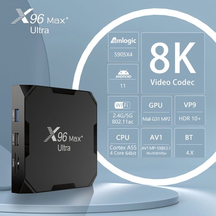 Reproductor multimedia H96 Max+ Ultra 4GB+64GB Amlogic S905X4 8K Smart TV BOX Android 11.0, 4GB+64GB, AU Plug, 4GB+64GB,EU Plug, 4GB+64GB,US Plug, 4GB+64GB,UK Plug
