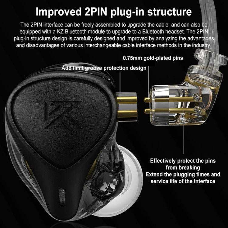 Auriculares internos híbridos de hierro con bobina electrostática KZ-ZEX PRO, With Microphone, Without Microphone