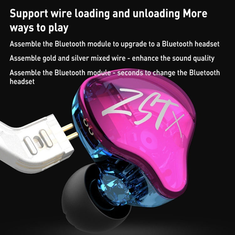 KZ-ZST X Ring Iron Hybrid Driver In-Ear Auricular con cancelación de ruido, With Microphone, Without Microphone