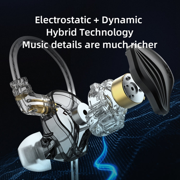 KZ-ZEX Electrostatic Dynamic In-Ear Deportes Música Auriculares, With Microphone, Without Microphone
