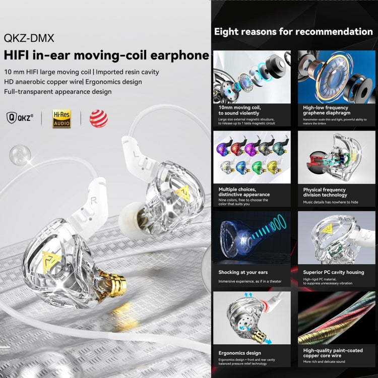 QKZ DMX Sports In-ear HIFI Auricular de control con cable de 3,5 mm con micrófono