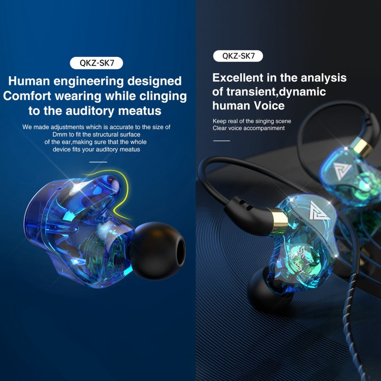 QKZ SK7 3.5mm Sports In-ear Copper Driver Auricular estéreo HIFI con cable y micrófono