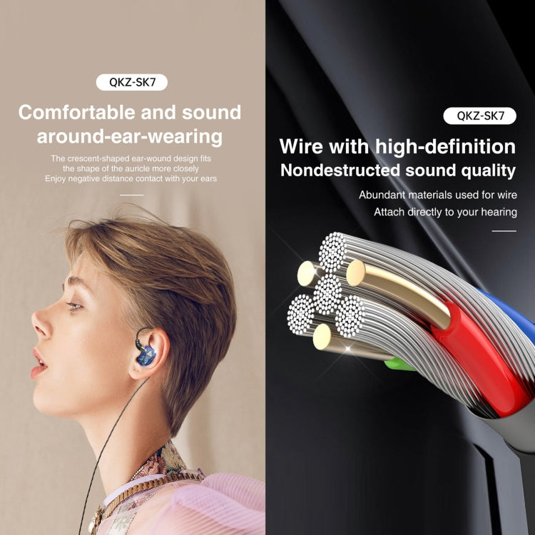 QKZ SK7 3.5mm Sports In-ear Copper Driver Auricular estéreo HIFI con cable y micrófono