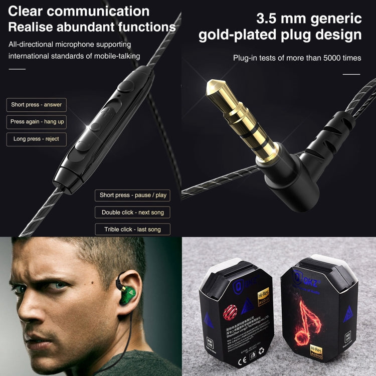QKZ SK7 3.5mm Sports In-ear Copper Driver Auricular estéreo HIFI con cable y micrófono