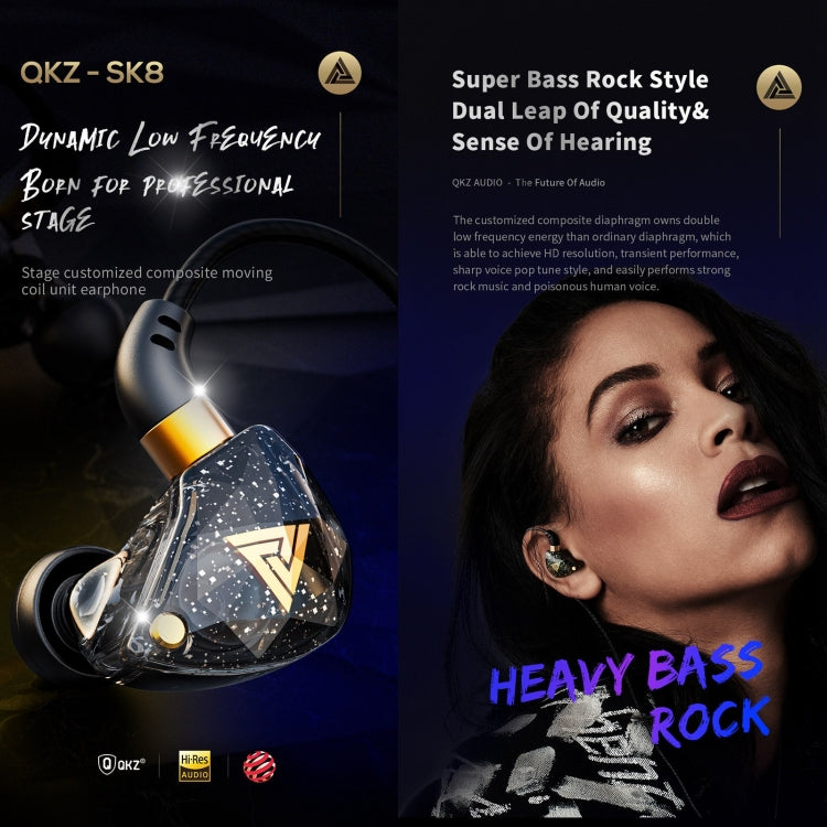 QKZ SK8 3.5mm Sports In-ear Dynamic HIFI Monitor Auricular con micrófono