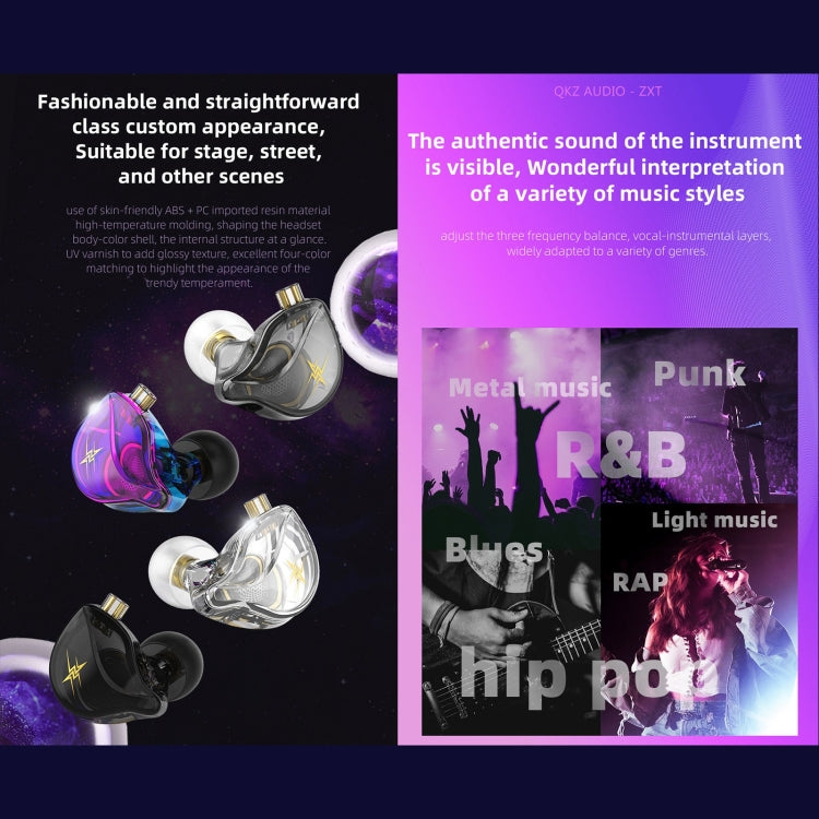 QKZ ZXT Sports In-ear Cableado Control Plug HIFI Stereo Stage Monitor Auricular, Standard Version, with Mic