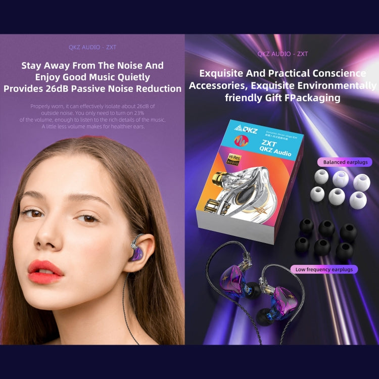 QKZ ZXT Sports In-ear Cableado Control Plug HIFI Stereo Stage Monitor Auricular, Standard Version, with Mic