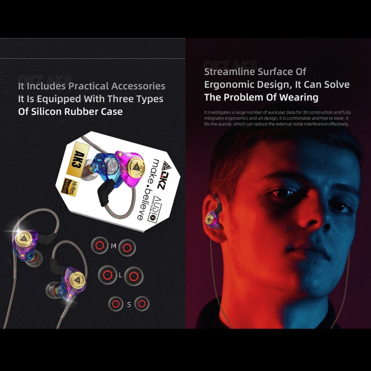 QKZ AK3 FiLe In-ear Subwoofer Auricular controlado por cable con micrófono