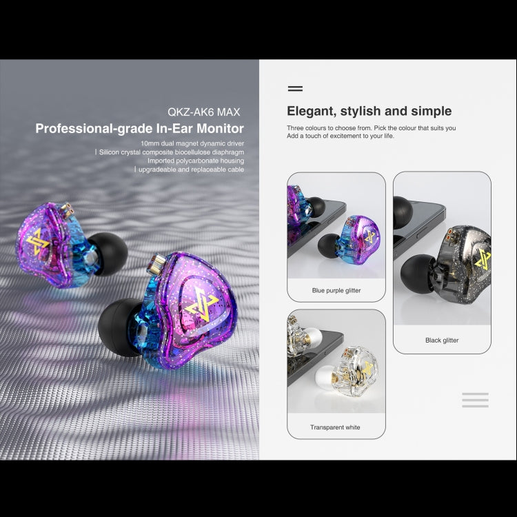 QKZ AK6 MAX In-ear Dynamic Subwoofer Auricular controlado por cable, Standard Version, with Mic Version