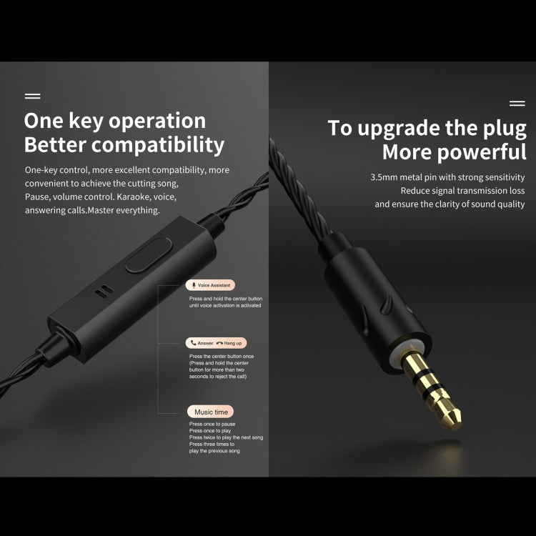 QKZ AK6 MAX In-ear Dynamic Subwoofer Auricular controlado por cable, Standard Version, with Mic Version