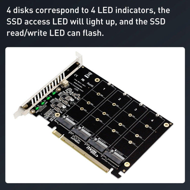 Tarjeta de matriz de 4 discos PH44 NVME Tarjeta de matriz dividida de señal PCI-E