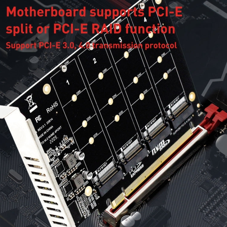 Tarjeta de matriz de 4 discos PH44 NVME Tarjeta de matriz dividida de señal PCI-E