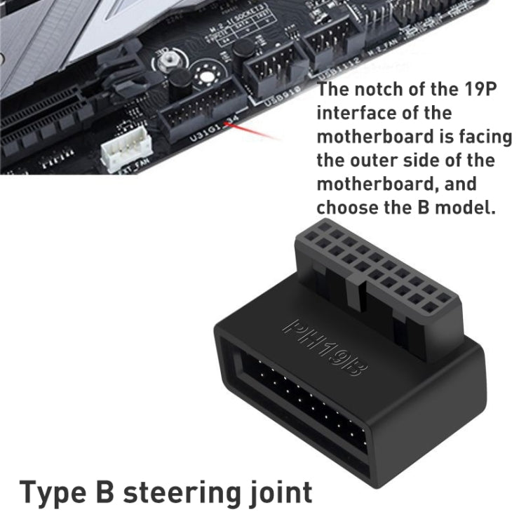 10 PCS 3.0 19P 20P Adaptador de extensión macho a hembra de placa base de 90 grados, modelo:, PH19A, PH19B