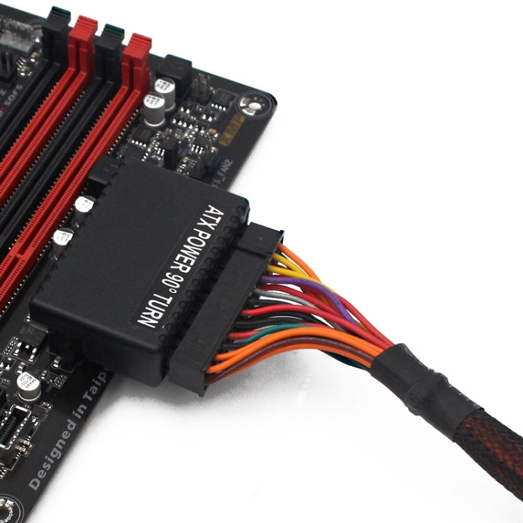 Adaptador de enchufe de alimentación de 90 grados ATX de 2 piezas de 24 pines