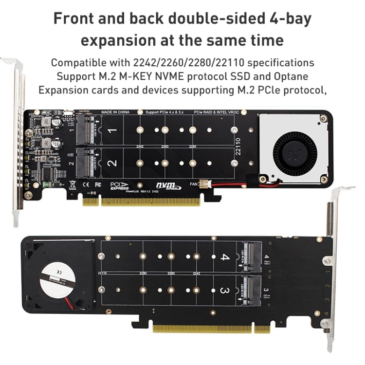 Tarjeta convertidora RAID PCIe X16 a M.2 M-key NVMEx4 SSD, PCIe X16 to M.2